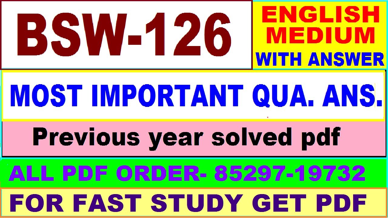 bsw 126 important questions ans / bsw 126 previous year question paper in English / bswg study