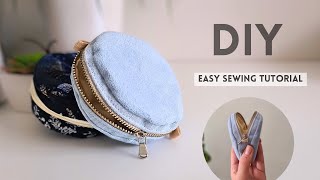 [DIY] ROUND ZIPPER POUCH | Cute Mini Bag Tutorial | Coin Purse sewing