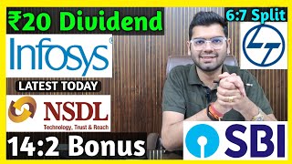 NSDL, SBI Bank, L&amp;T, Infosys Stocks Declared High Dividend, Bonus &amp; Split