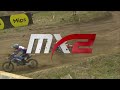 Längenfelder goes down with an attack on Farres in MX2 Race 2! #MXGPCzechRepublic