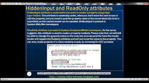 Part 43   Hiddeninput and readonly attributes in mvc