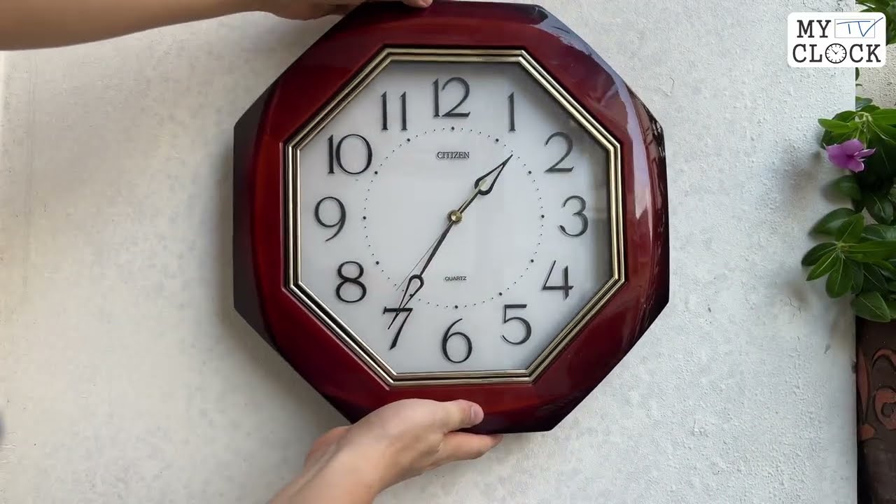 CITIZEN 4KG941-0 Octagon Wooden Wall Clock 36 cm 未使用 シチズン