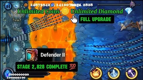 Defender 2 Unlimited Coins 🪙 Unlimited Diamond 💎 Full Upgrade Stage 2,828 Complete 💯