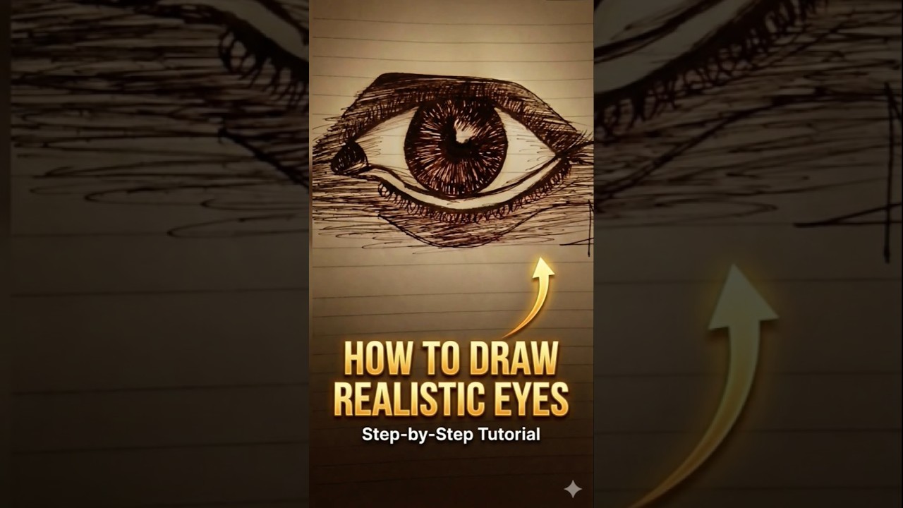 how to draw a realistic eye through pen || step-by-step tutorial