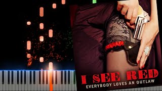 Video thumbnail of "Everybody Loves an Outlaw  I See Red Piano Cover Midi tutorial Sheet app  Karaoke"