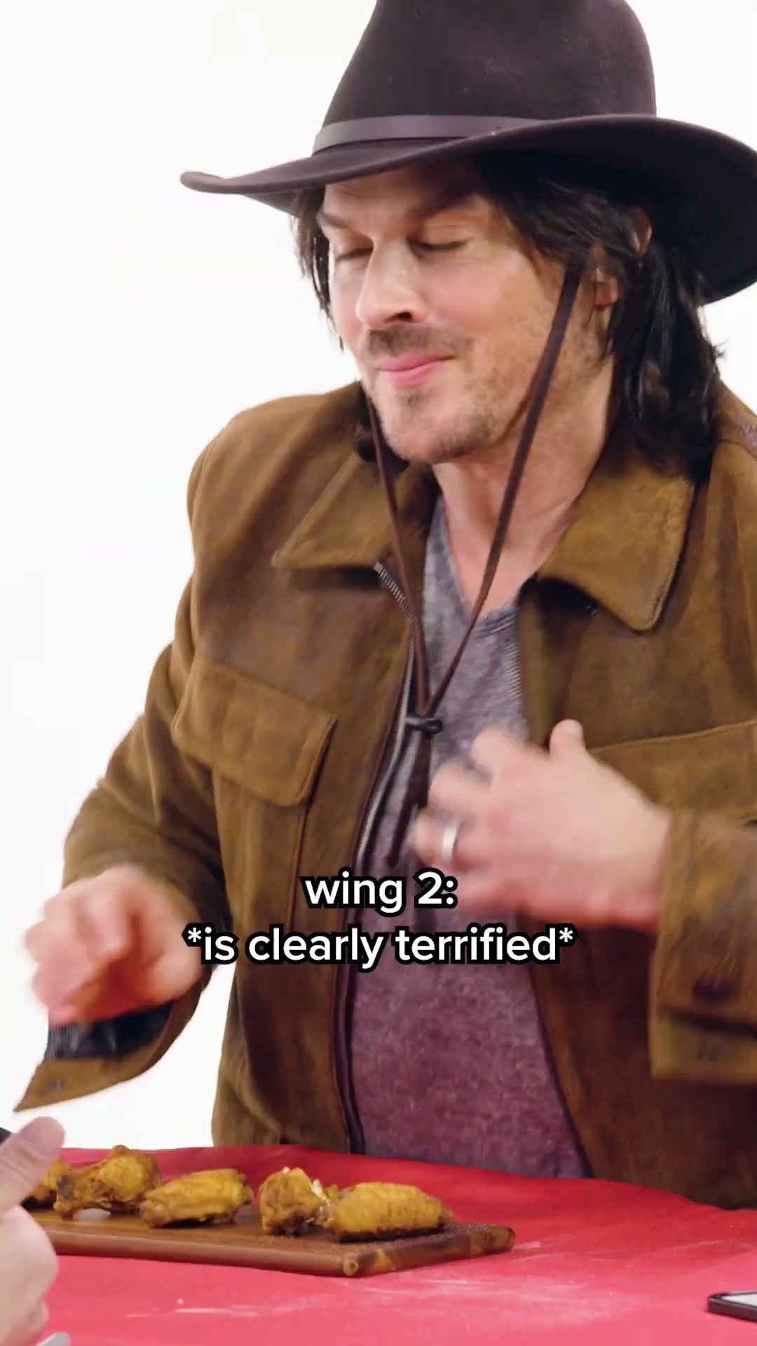 Ian Somerhalder and Paul Wesley's reaction to every wing on Hot Ones Versus ?