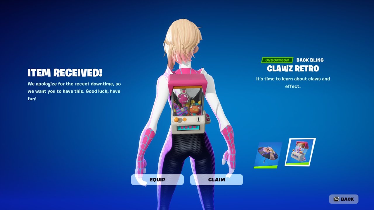 Why You Got The Clawz Retro Back Bling in Fortnite Chapter 5 YouTube