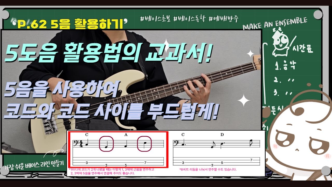 (베이스15강)P.62 [무조건 어울리는 5도 활용하기 베이스 라인은 5도만 알아도 끝!]by메이크언앙상블