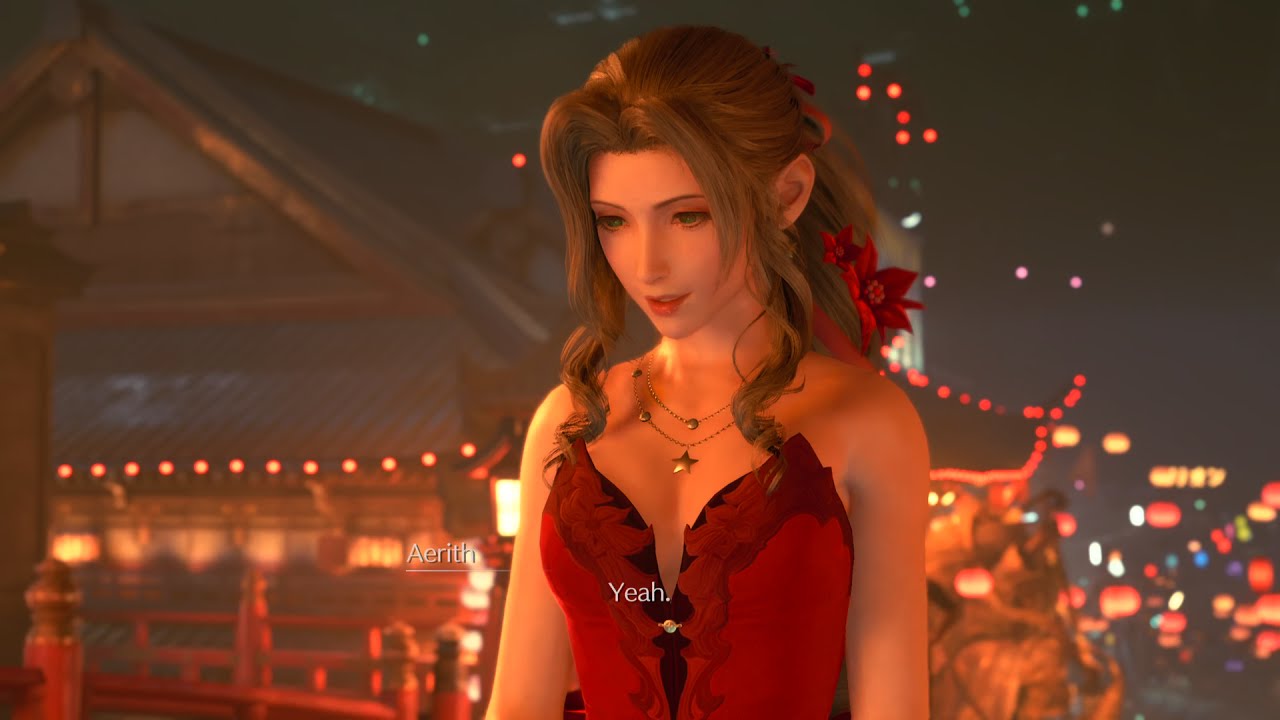 aerith red dress Aerith's Red Dress Cutscene | Final Fantasy VII Remake (Chapter 9 | 1080p |  60FPS