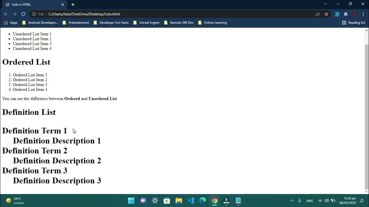 Mastering HTML Lists: Step-by-Step Guide (Ordered, Unordered, and ...