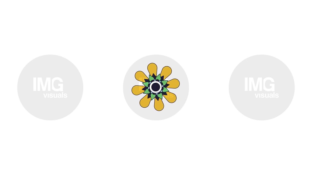 Symmetrical yellow flower with green petals blooming spinning 2D cartoon object animation