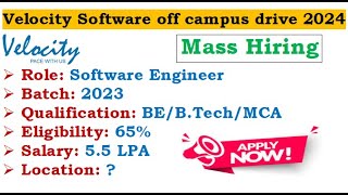 🔥Velocity Software 2023 बैच की भर्ती कर रही है | आवश्यक कौशल? | पात्रता? | चयन प्रक्रिया? screenshot 1