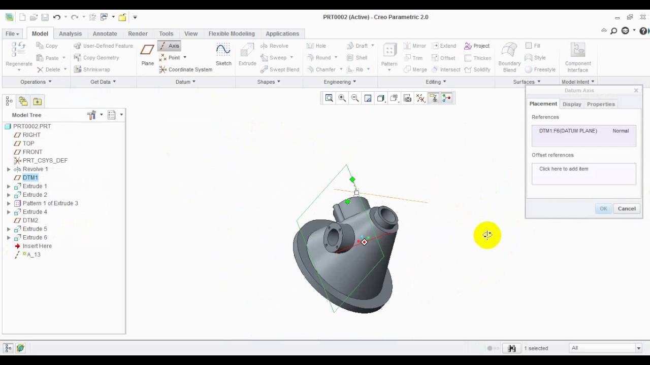 PTC CREO Tutorial : Datum Plane Rotated or Simple - YouTube