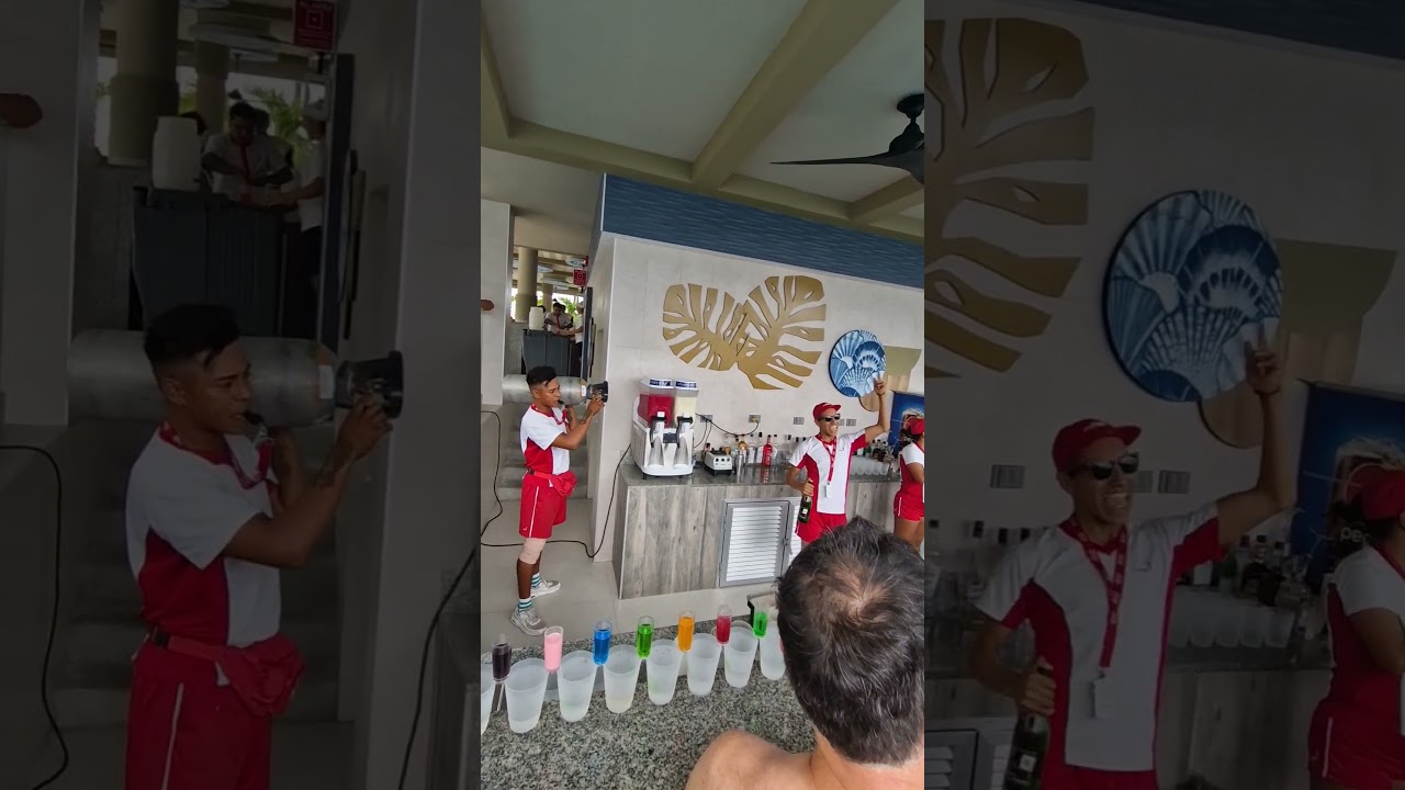 Pool bar entertainment at Riu Caribe, Cancun 2024 February