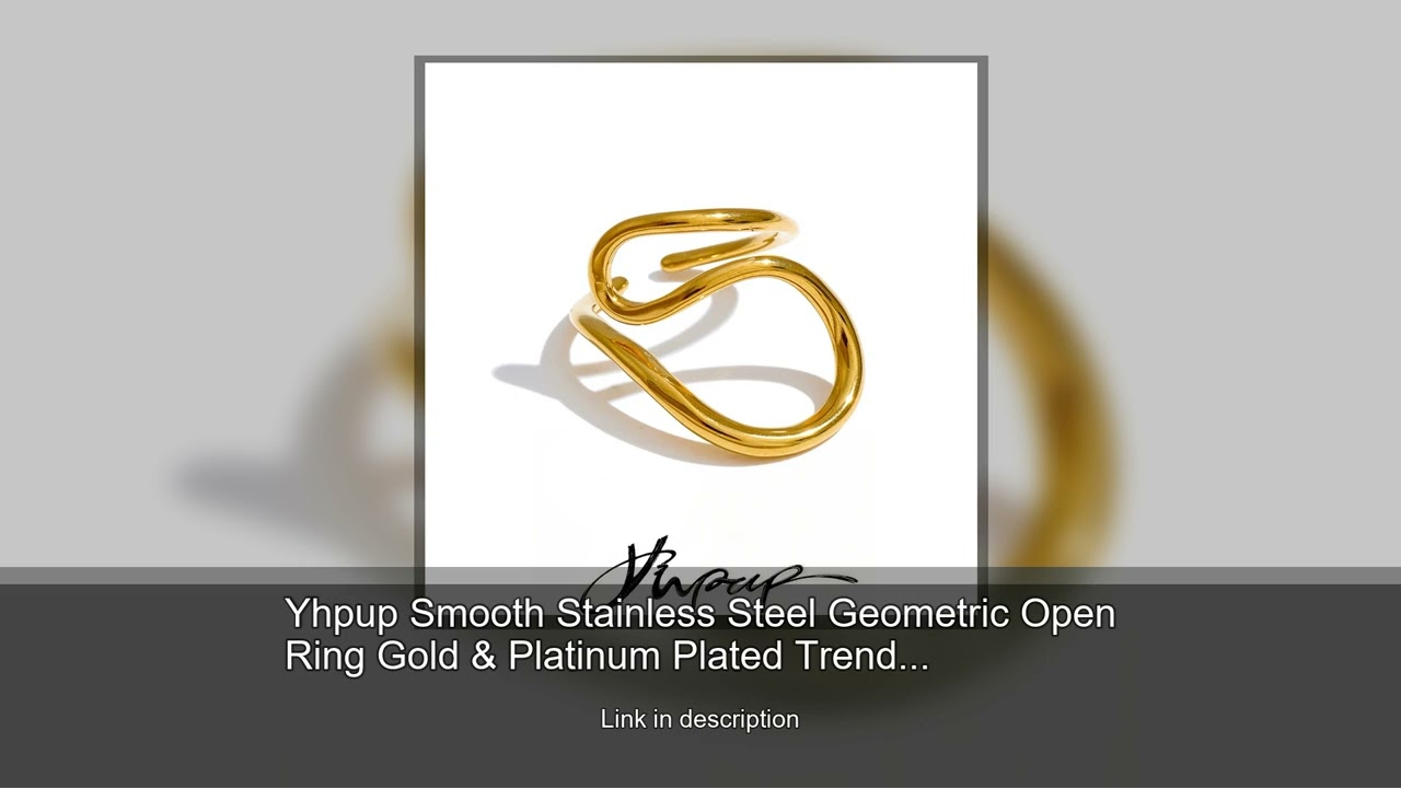 Yhpup Smooth Stainless Steel Geometric Open Ring Gold & Platinum Plated Trending Minimalist Adj