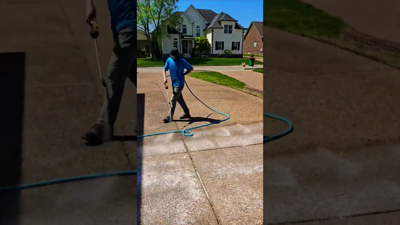 Pretreating Then Pressure Washing Driveways