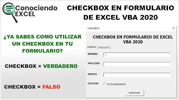 CHECKBOX EN FORMULARIO DE EXCEL VBA [VERDADERO O FALSO] | CONOCIENDO EXCEL