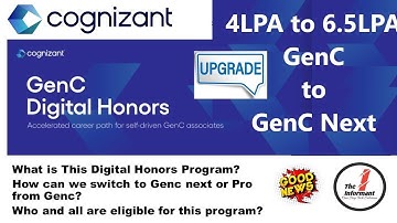 Cognizant GenC Digital Honors Program| 4 lpa to 6.75 lpa or 5.4 lpa💰 |Genc to Genc next Promotion |