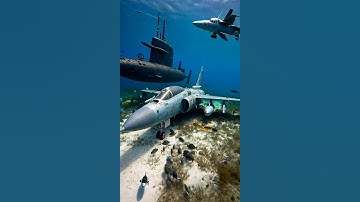 Submarine and Fighter Jet Underwater