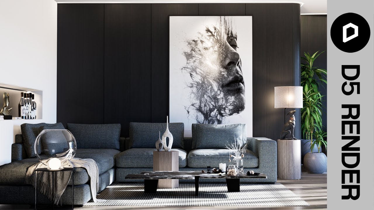 D5 RENDER REALISTIC RENDER TUTORIAL #13 INTERIOR LIVING ROOM - YouTube