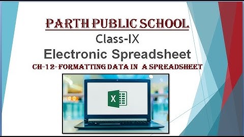 Class-9 Ch-12 Formatting data in a Spreadsheet