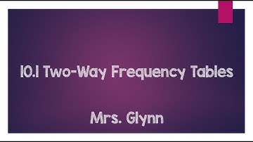 10.1 Two-Way Frequency Tables
