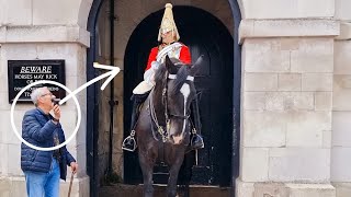 Police TELLS OFF Cyclist in Front of Horse Guards in London