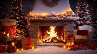 Fireplace Christmas Music🎄Fireplace Sounds in a Cozy Room with a Christmas Tree for Relaxing, Party