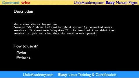 who Linux UNIX command Easy Man Manual pages by UNIX Academy unixacademy.com