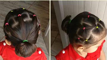 Baby girl hairstyle ( A hairstyle with rubber bands can make your baby's look different)