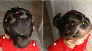 Baby girl hairstyle ( A hairstyle with rubber bands can make your baby