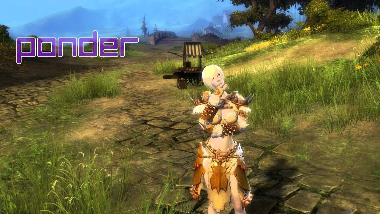 Some emotes in Guild Wars 2 with an human female. 