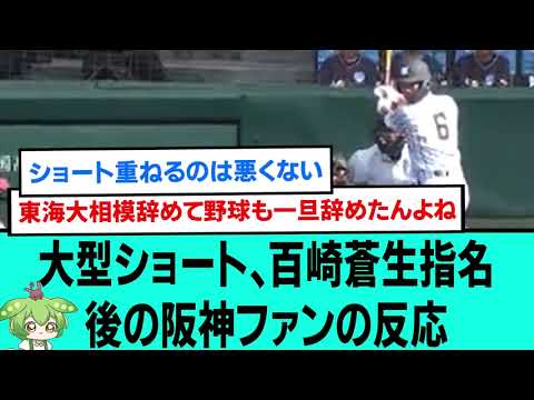 【ドラフト4位】大型ショート、百崎蒼生指名後の阪神ファンの反応【阪神タイガース/プロ野球/なんJ反応まとめ・ 2chスレ・5chスレまとめ/VOICEVOX/ドラフト会議2023】