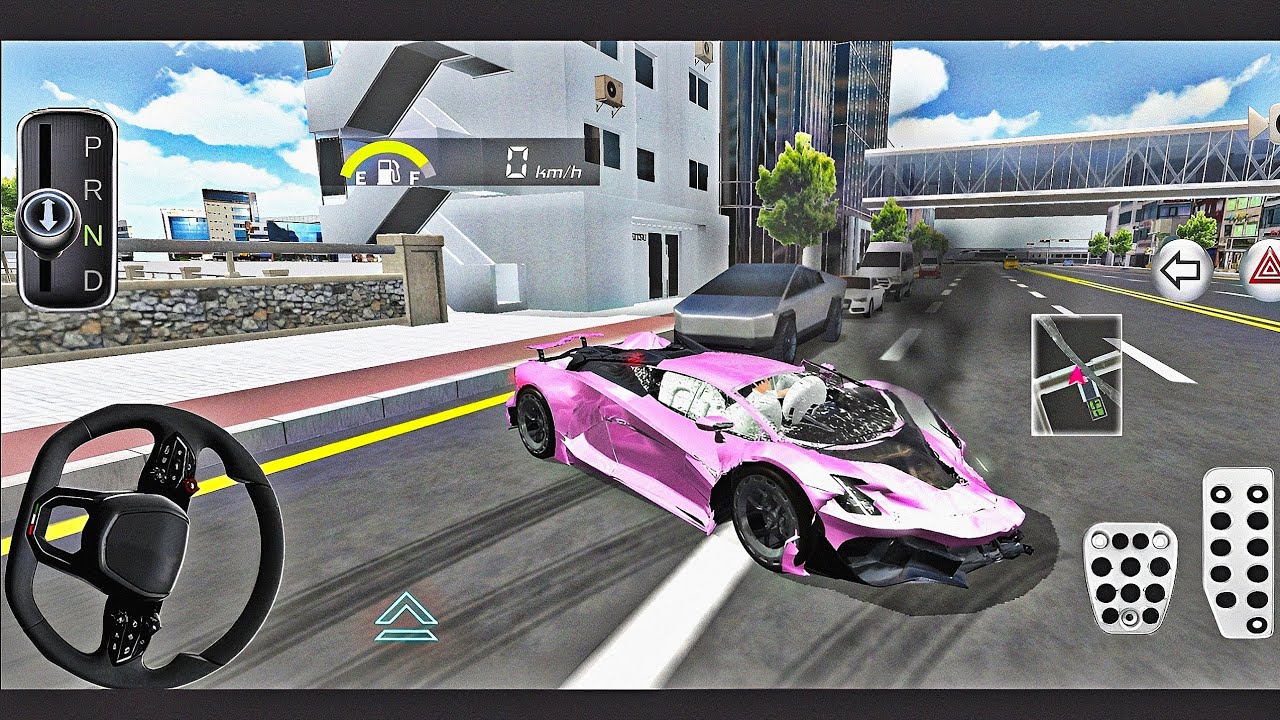 Driving Crashed Pink Lamborghini Aventador to Repair Shop in 3D Driving Class -Android Full Gameplay