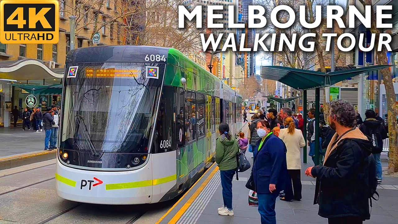 Melbourne City Walking Tour - From Bourke Street to Queensbridge Square | 4K Video