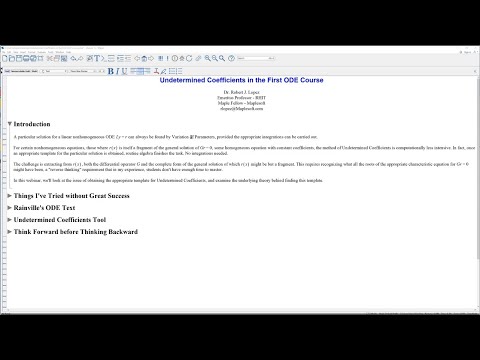 Undetermined Coefficients in