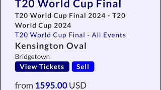 Bridgetown, Barbados.  T20 World Cup Final tickets.  Will you buy this seat?