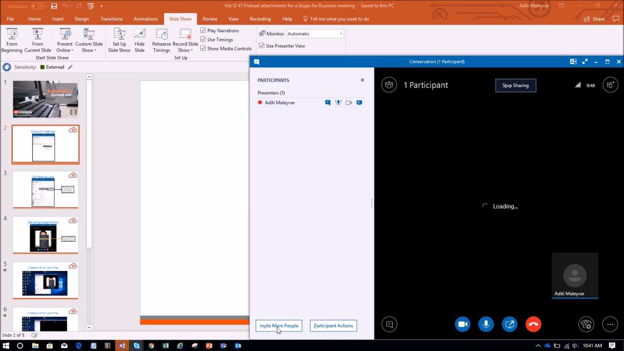 how to share a powerpoint presentation on skype for business