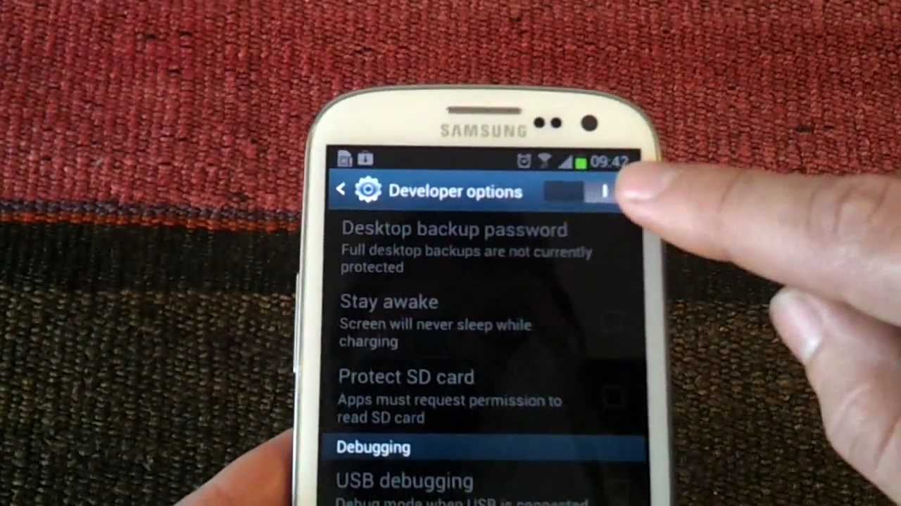 How to enable USB Debuggin in the Samsung Galaxy S3 by AndroidADN - YouTube