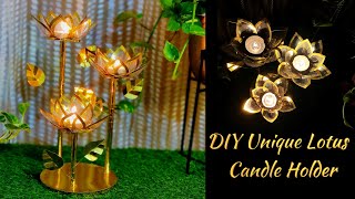 Fresh idea!😍This DIY Lotus Candle holder is amazing 😱#diwalidecoration #candleholder