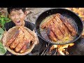 Survival Skills - Yummy cooking pork rib and eating delicious Ep17