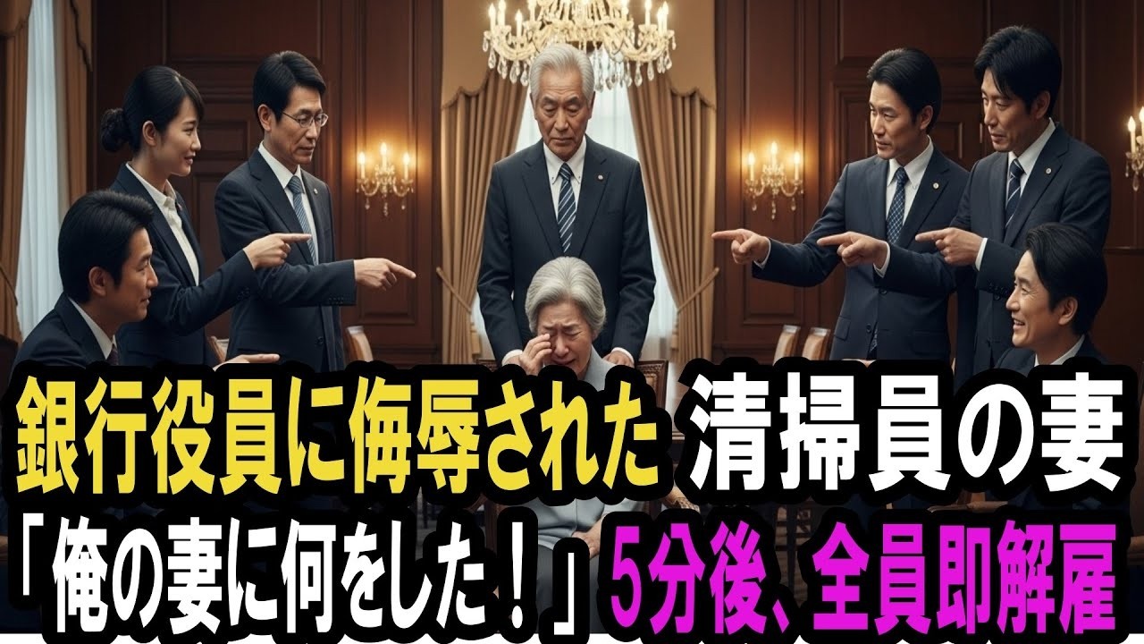 銀行役員に侮辱された清掃員の妻、頭取「俺の妻に何をした！」→5分後、幹部たちは全員即日解雇で人生終了
