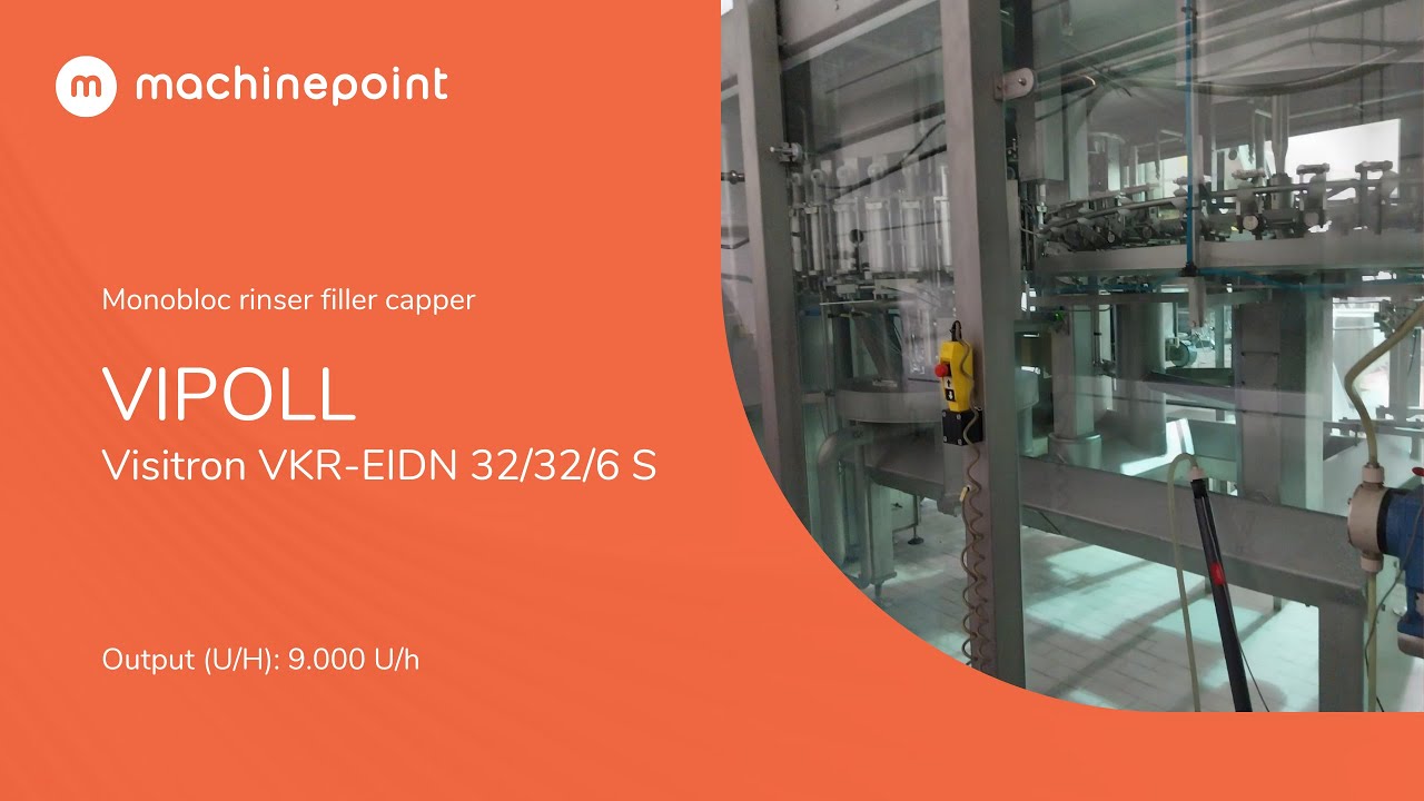 Vipol Machine VIPOLL Visitron VKR-EIDN 32/32/6 S Monobloc rinser filler capper ...