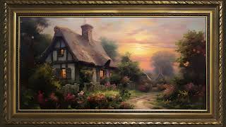 Lovely Cottage at Dawn, Impressionist Oil Painting | Framed Art Screensaver for TV