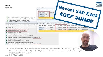 Reveal SAP EWM - Warehouse Order Creation Rules DEF and UNDE