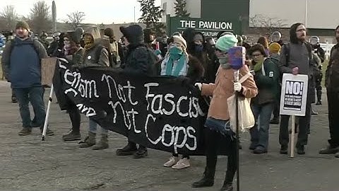 Protesters gather outside Richard Spencer event at MSU
