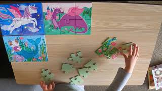 3 Year Old Toddler Builds 4 Puzzles in 7 min