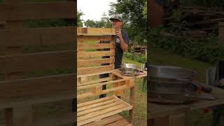 PALLET WOOD Project, Outdoor Kitchen #shorts