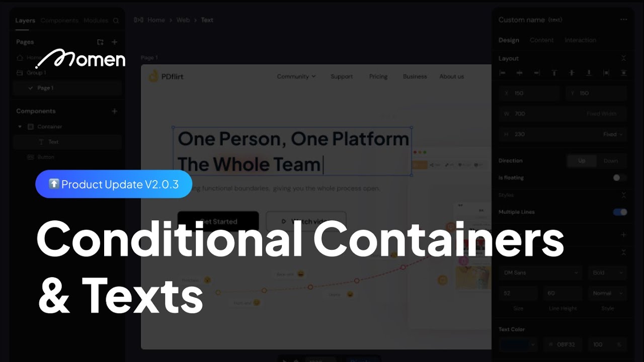Momen Product Updates | V2.0.3: Conditional Container and Text ...