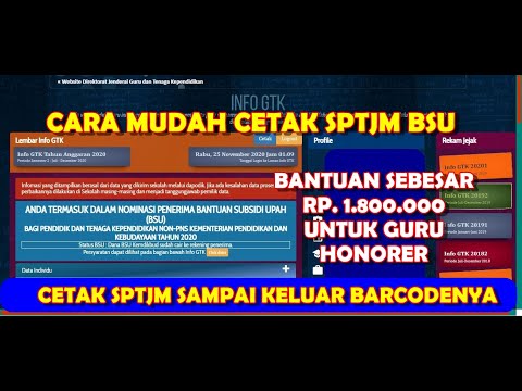 Cara Login Info GTK Dan Mencetak SPTJM BSU Guru Honorer